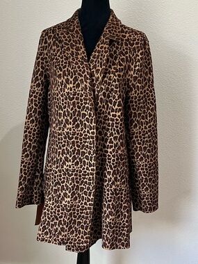 Peter Nygard Leopard-Print Blazer in Brown and Cream Size L